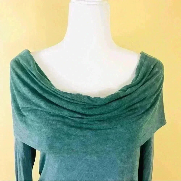 We The Free Green Heathered Off Shoulder Rayon Long Sleeve Super Soft Size M - Picture 11 of 11